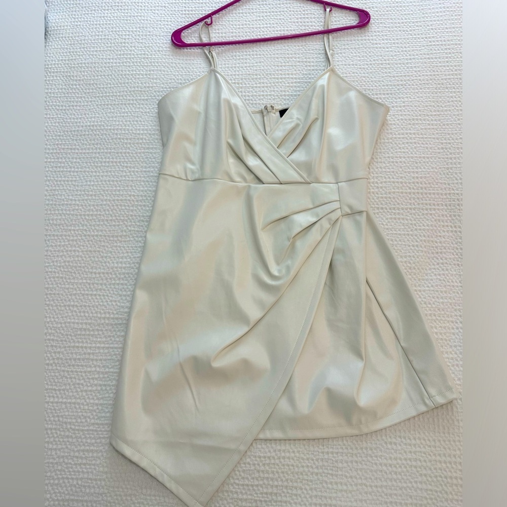 Pleather White Faux Wrap Dress